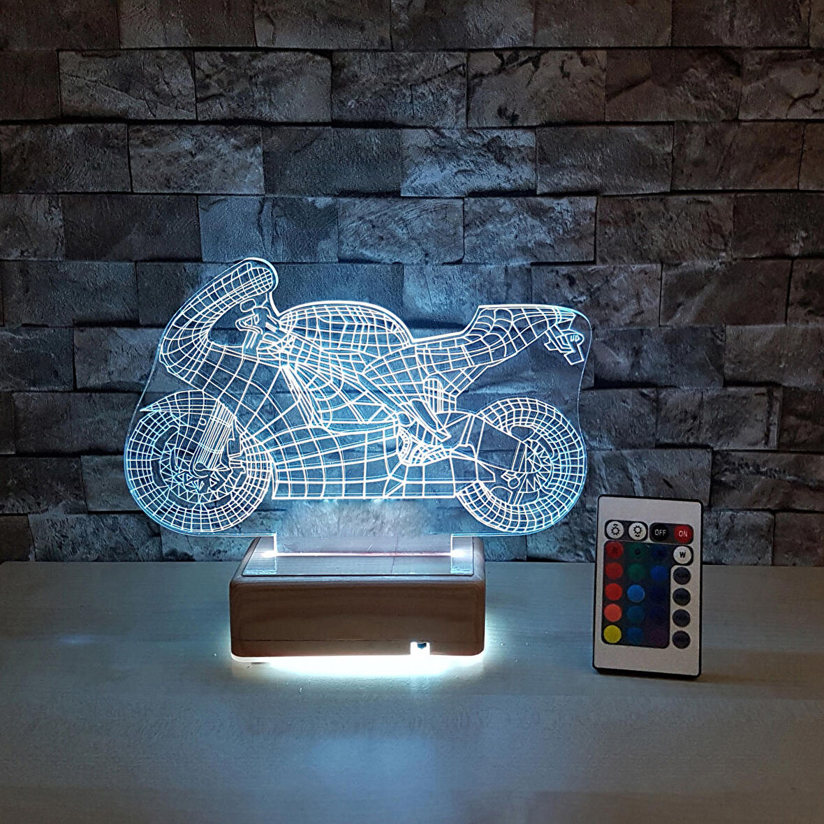 3D Motor Tasarımlı Led Lamba 16 Renkli Gece Lambası Doğumgünü Hediyesi