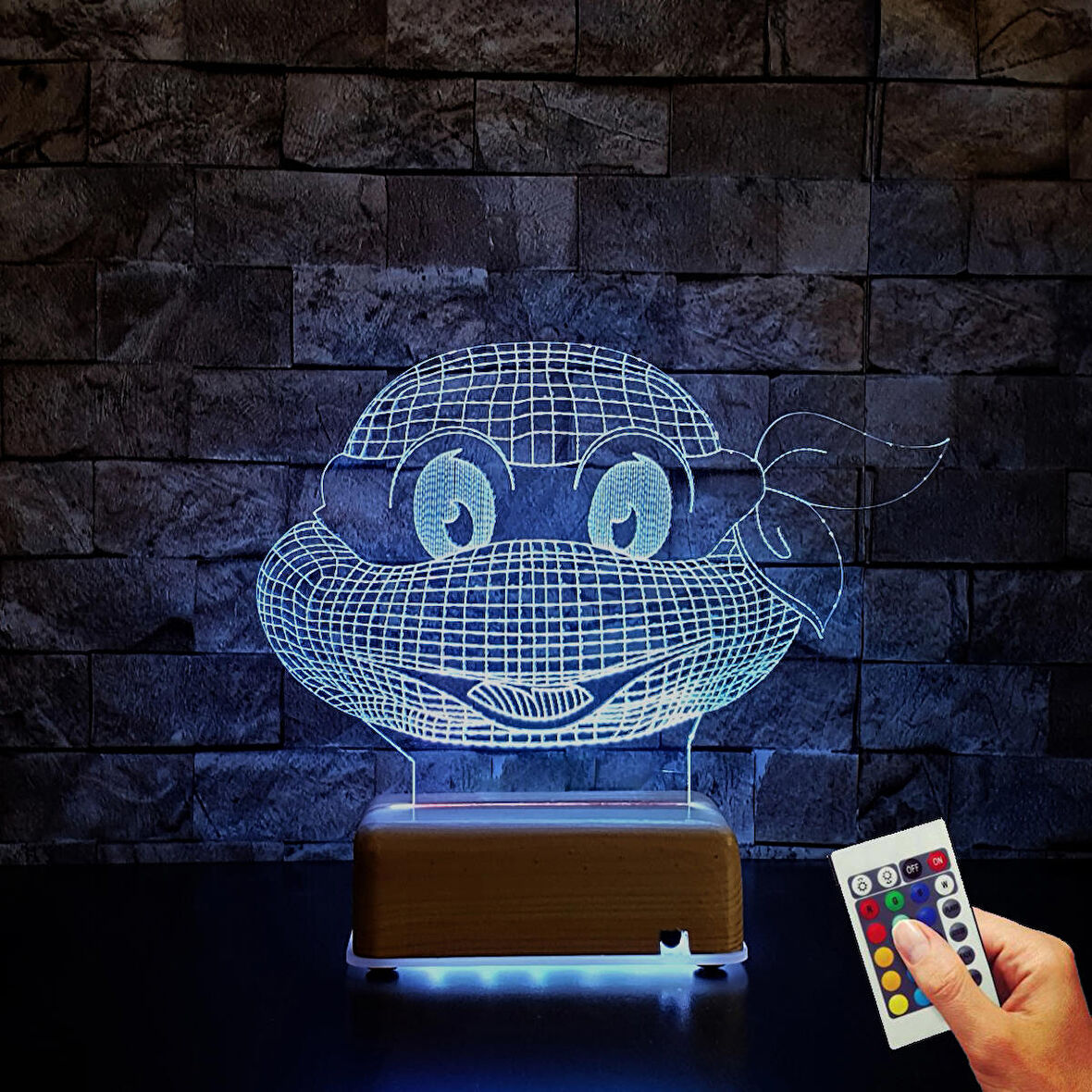 Ninja Kaplumbağa Tasarım 3d Led Lamba 16 Renkli Gece Lambası