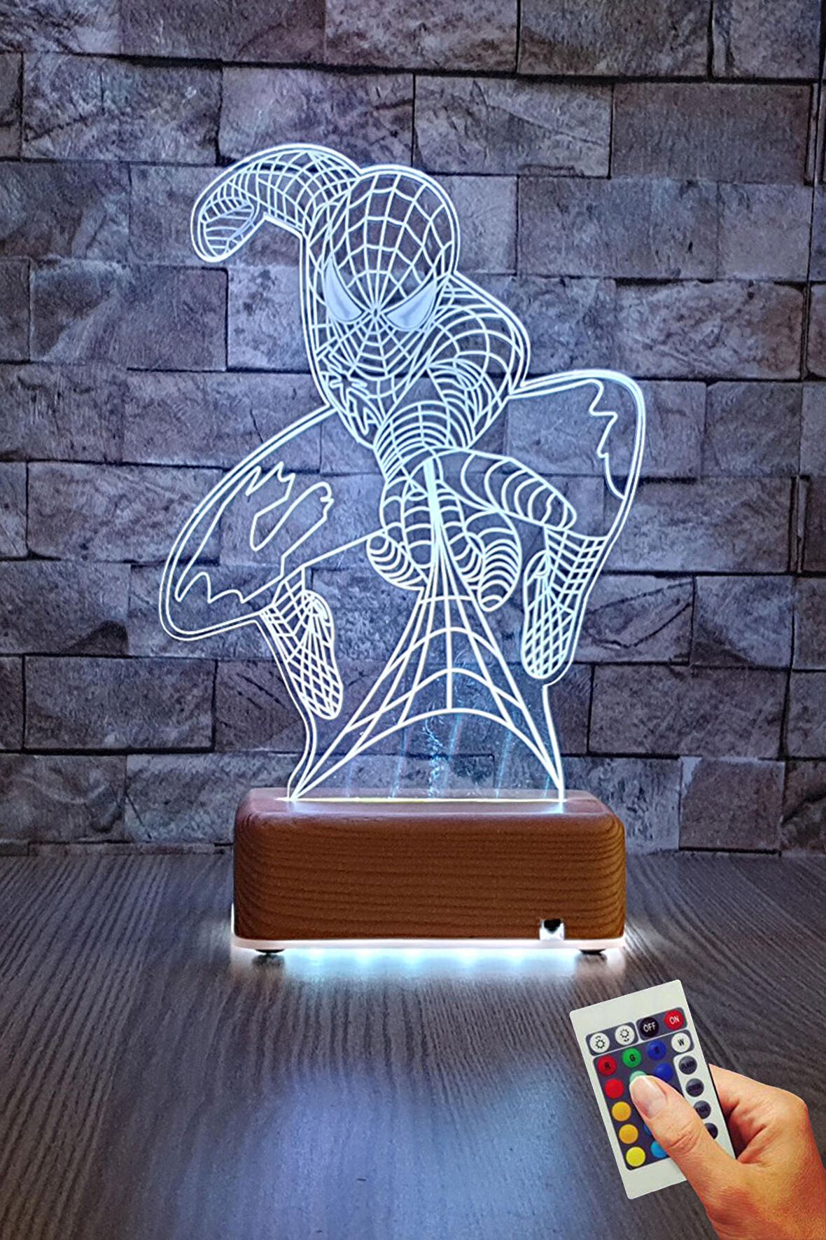 Doğum Günü Hediyesi Örümcek Adam 3d Led Gece Lambası 16 Renkli