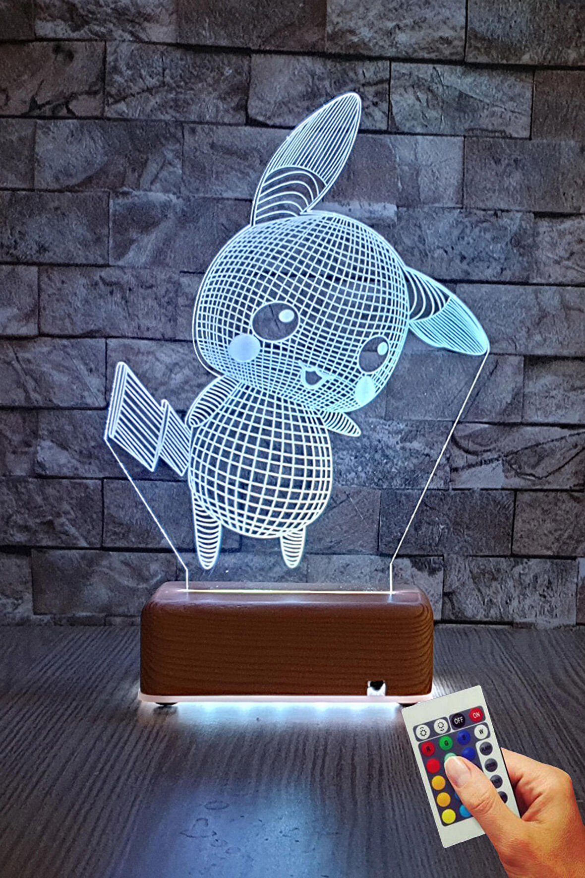 Pikachu Tasarımlı 3d Led Gece Lambası 16 Renk Doğumgünü Hediyesi