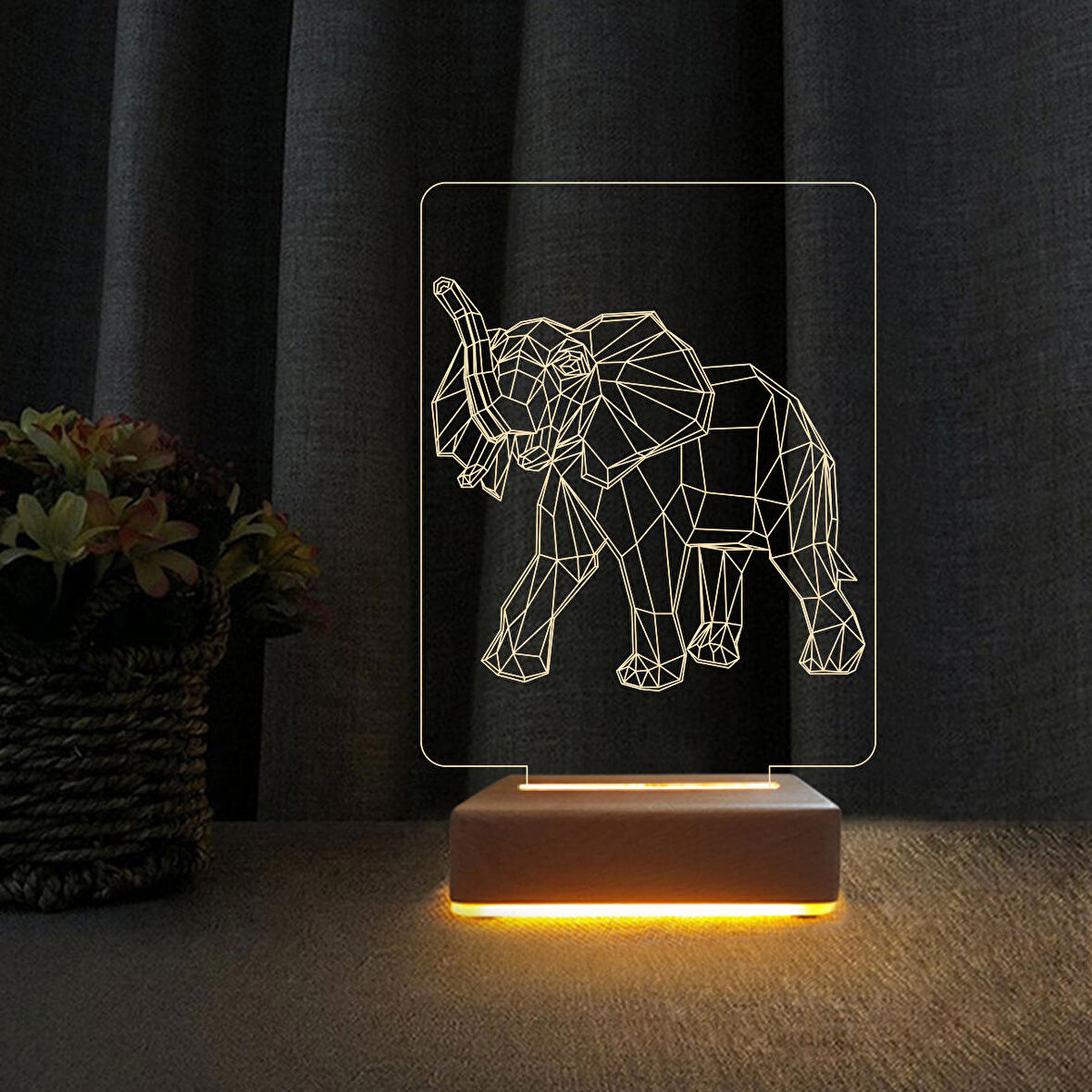 Doğum Günü Hediyesi 3d Fil Tasarım Led Lamba Gece Lambası