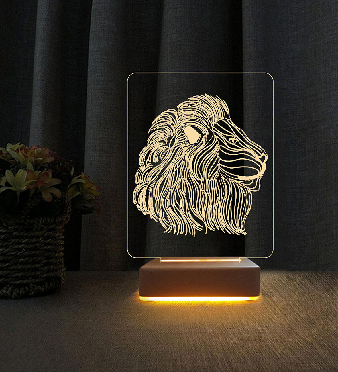 3D Aslan Doğum Günü Özel Hediyesi Masa Lambası