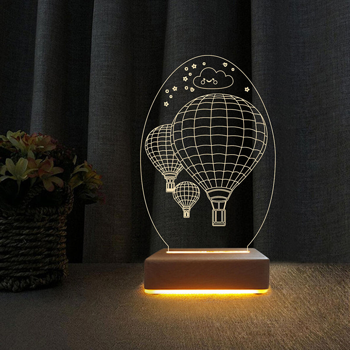 3d Uçan Balon Çocuk Odası Gece Lambası Doğum Günü Hediyesi 
