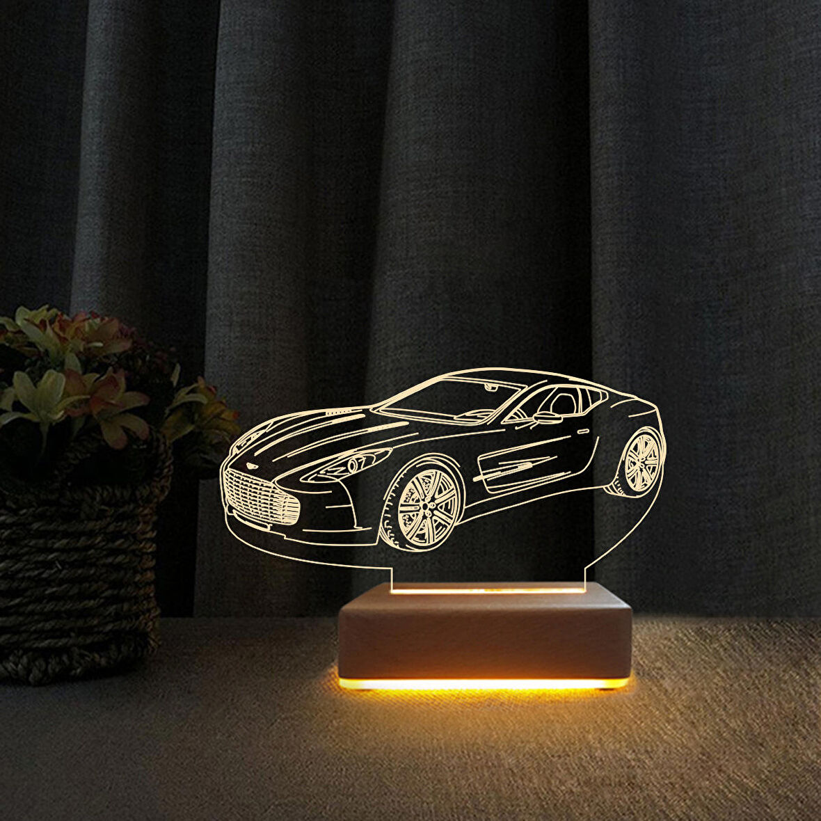 AstonMartin Spor Araba Tasarımlı 3d Gece Lambası Doğum Günü Hediyesi