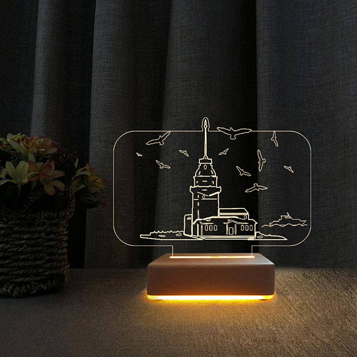 3d Sevgiliye Hediye Kız Kulesi Tasarım Gece Lambası 
