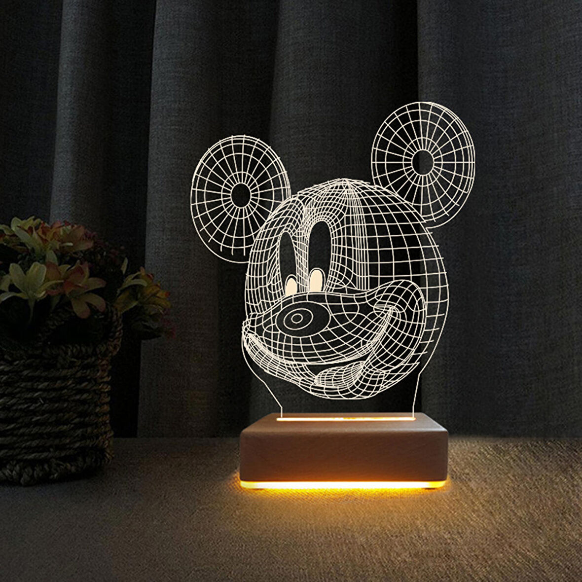 3d Ilizyon Lamba Dekoratif Gece Lambası Çocuk Odası Mickey Fare Gece Lambası