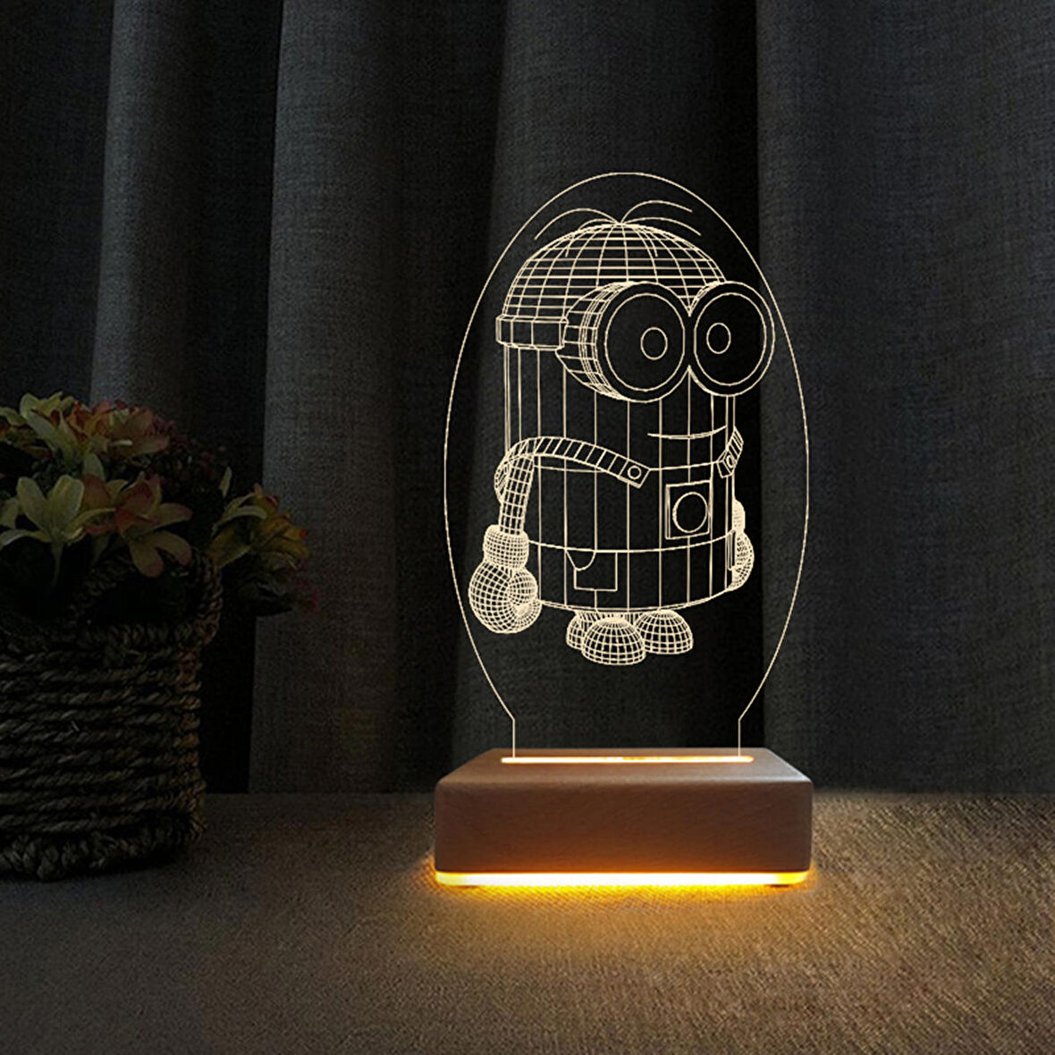 3d Doğum Günü Hediyesi Minion Çocuk Odası Gece Lambası 