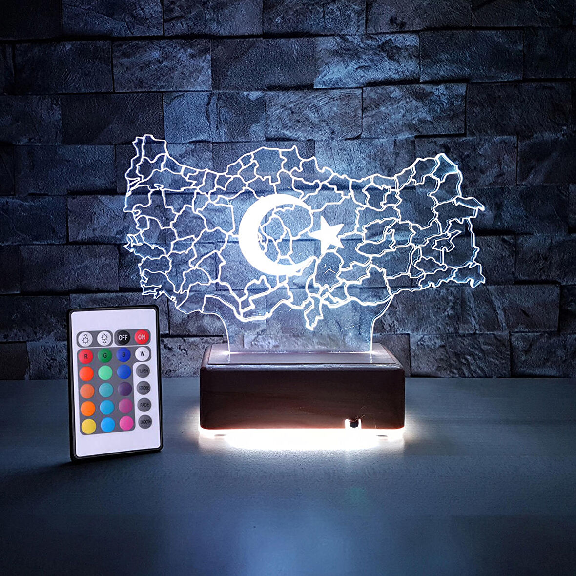 Türkiye Gece Lambası 3d Led Lamba Doğumgünü Hediyesi 16 Renkli
