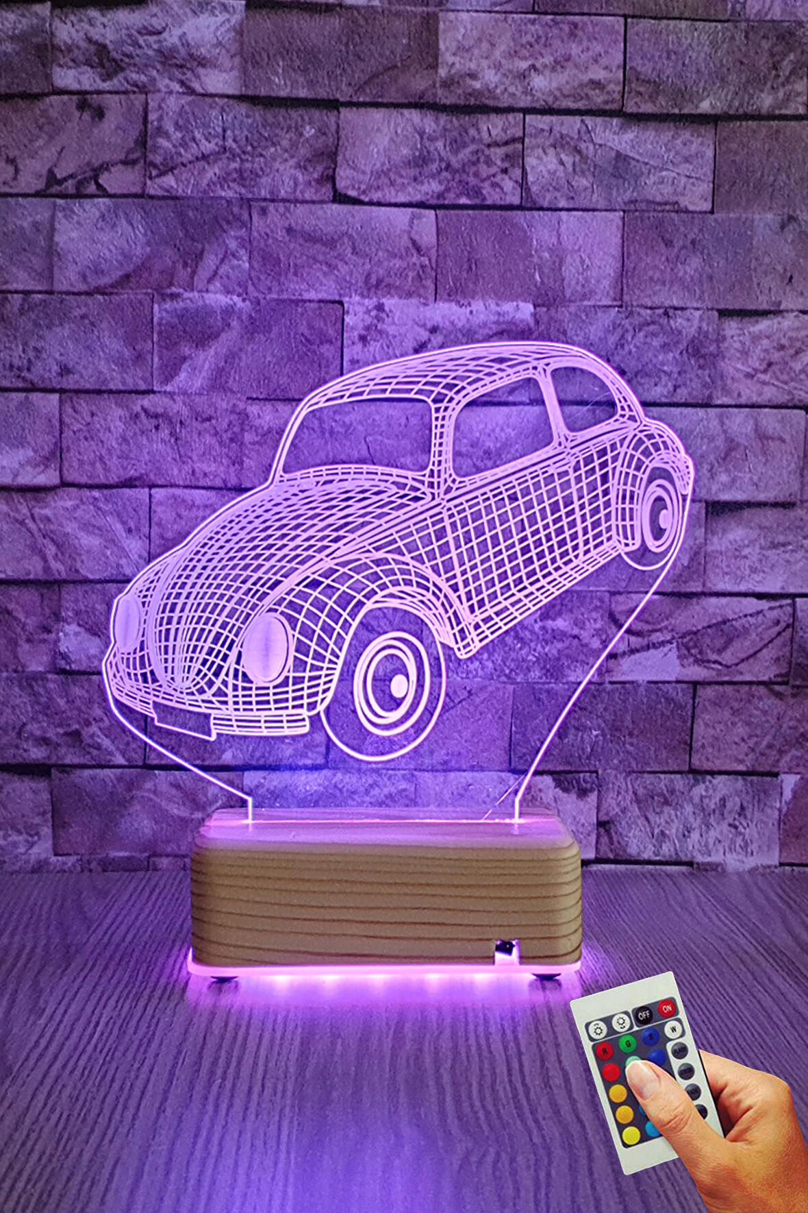 Klasik Vosvos Tasarımlı 3d Led Gece Lambası 16 Renkli Doğum Günü Hediyesi