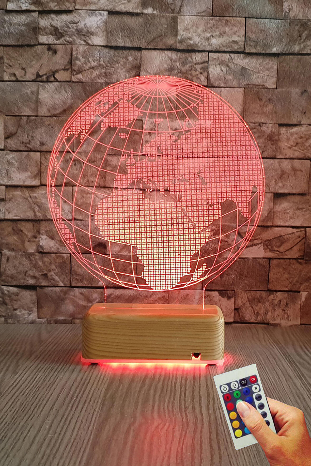 Doğumgünü Hediyesi Dünya Tasarım 3d Gece Lambası 16 Renkli Led