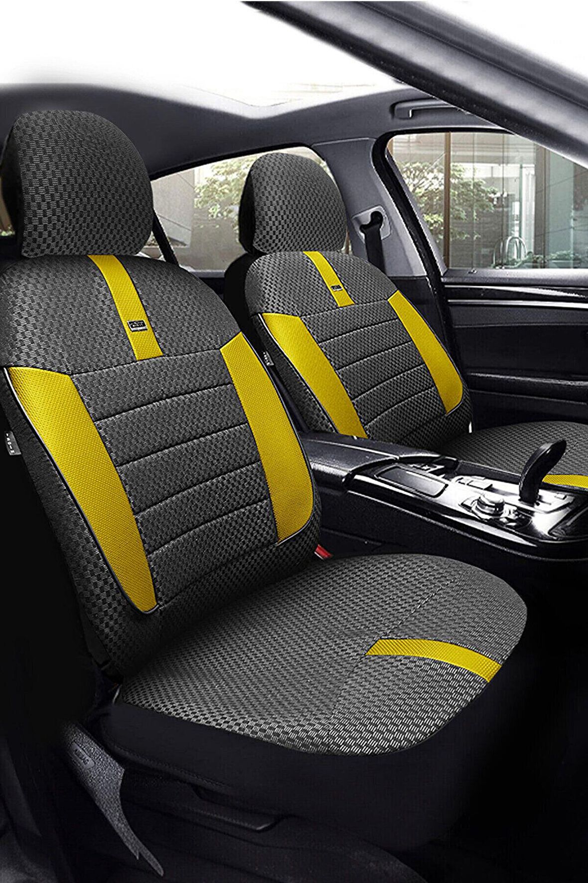 Volkswagen Caddy Ticari 2004-2014 Aracınıza Uyumlu Koltuk Kılıfı Ticari Siyah Sarı