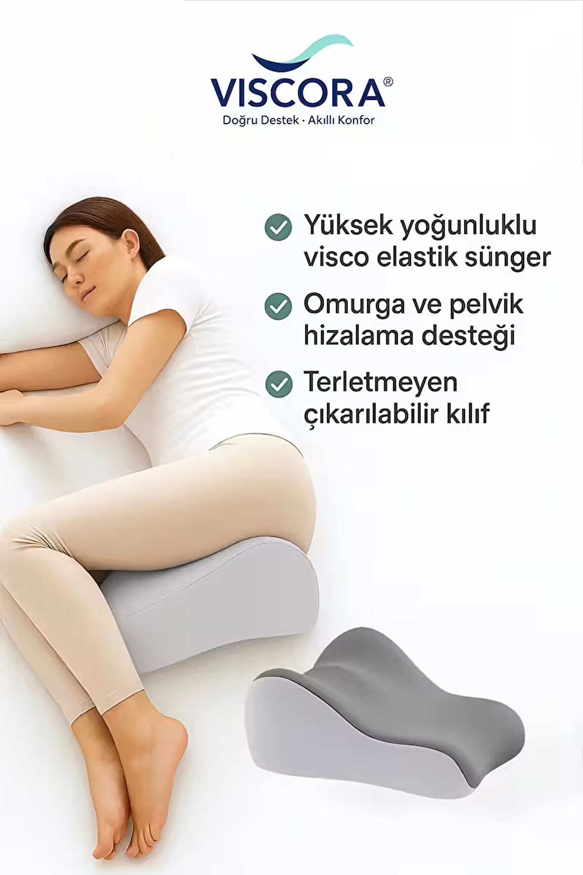 Bacak Arası Yastık – Ortopedik Yan Yatış, Kalça ve Diz Destek Minderin