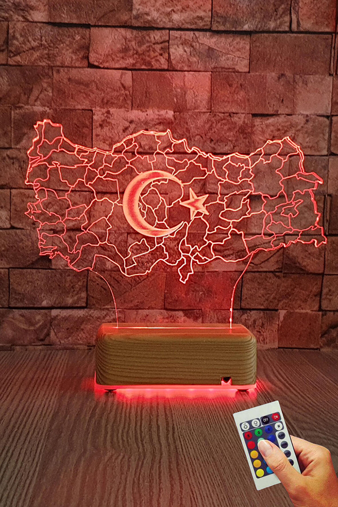 15 Temmuz Hediyesi Türkiye Tasarım 3d Led Gece Lambası 16 Renkli