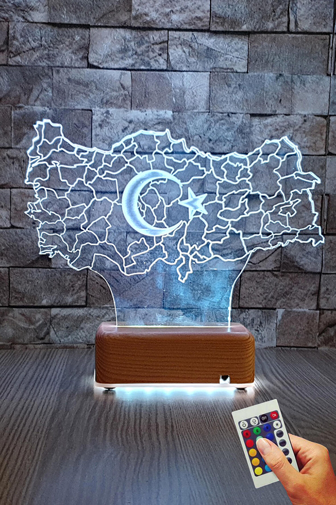 Türkiye 3D Led Gece Lambası 16 Renkli Öğretmenler Günü  Hediyesi