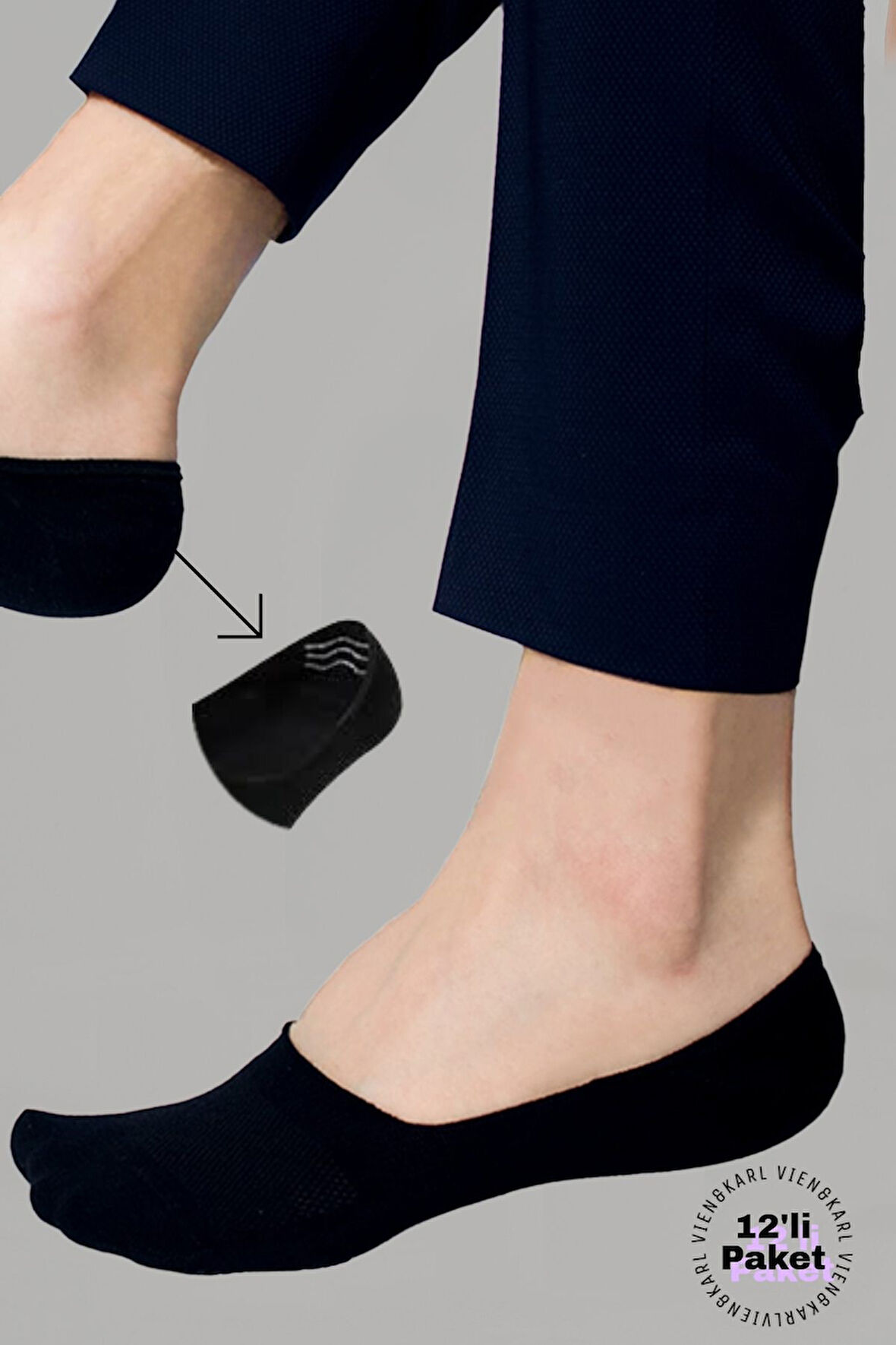 12'li Premium Kadın Siyah Babet Çorap