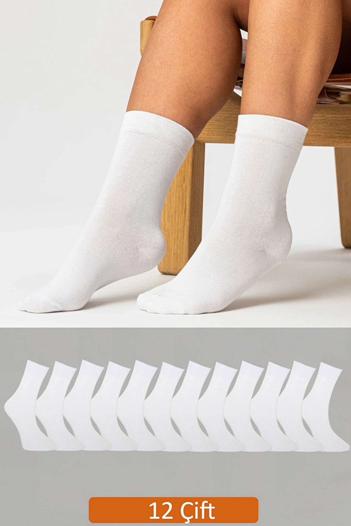 12'li Premium Kadın Beyaz Soket Çorap