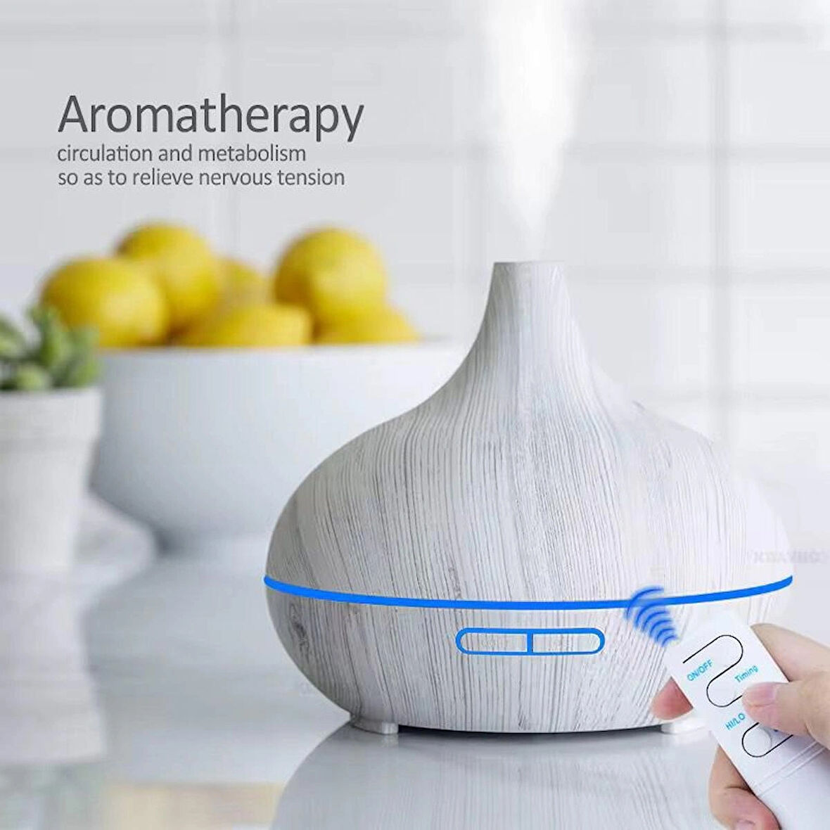 550 ML Uzaktan Kumandalı Ultrasonik Aroma Difüzör Zaman Ayarlı Hava Nemlendirici Humidifer Işıklı