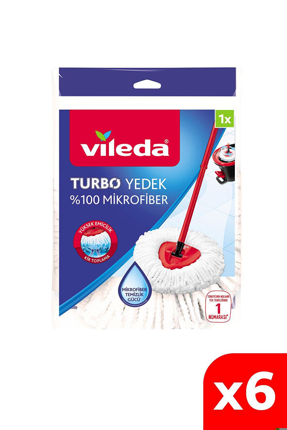 Vileda Turbo Üçgen Başlık Mikrofiber Yedek Paspas 6 Paket