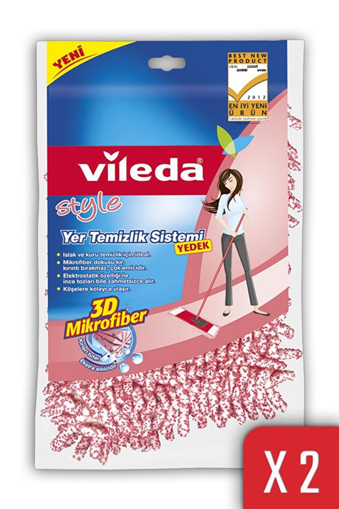 Style Yer Temizlik Mikrofiber Yedek Paspas 2'Li Paket