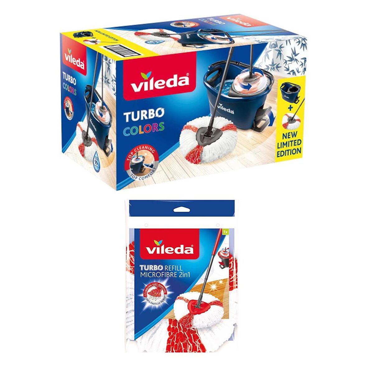 Vileda Turbo Colors 2in1 Mavi + 2in1 Yedek Paspas