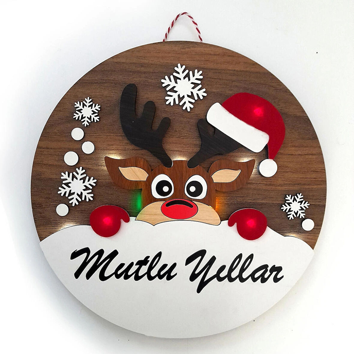 Yılbaşı - Yeni Yıl Kapı Süsü, Christmas - Noel Ev Duvar Dekorasyon süsü, Ahşap Mdf Keçe 30cm