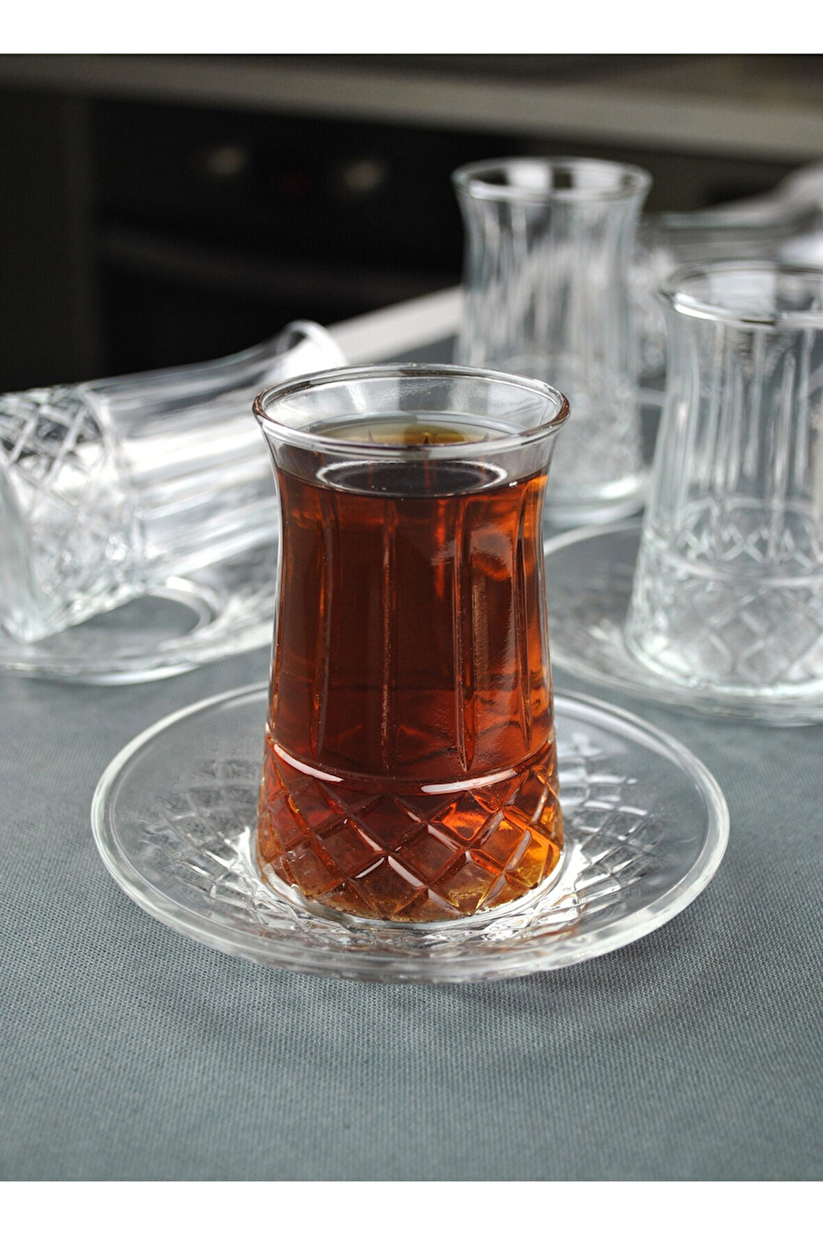 12 Parça 6 Kişilik Cam Çay Seti Çay Bardağı Takımı - Venedik