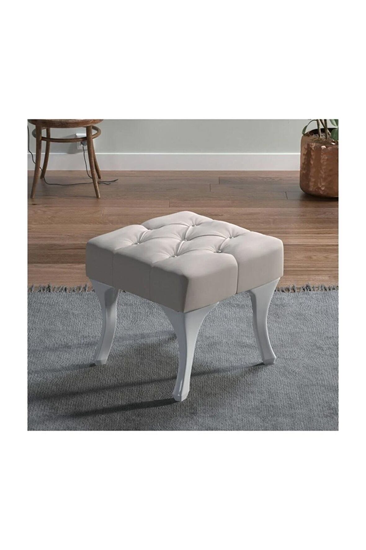 Vinda Kapitoneli Kapıönü Ayak Ucu Bench Puf 45 Cm Krem