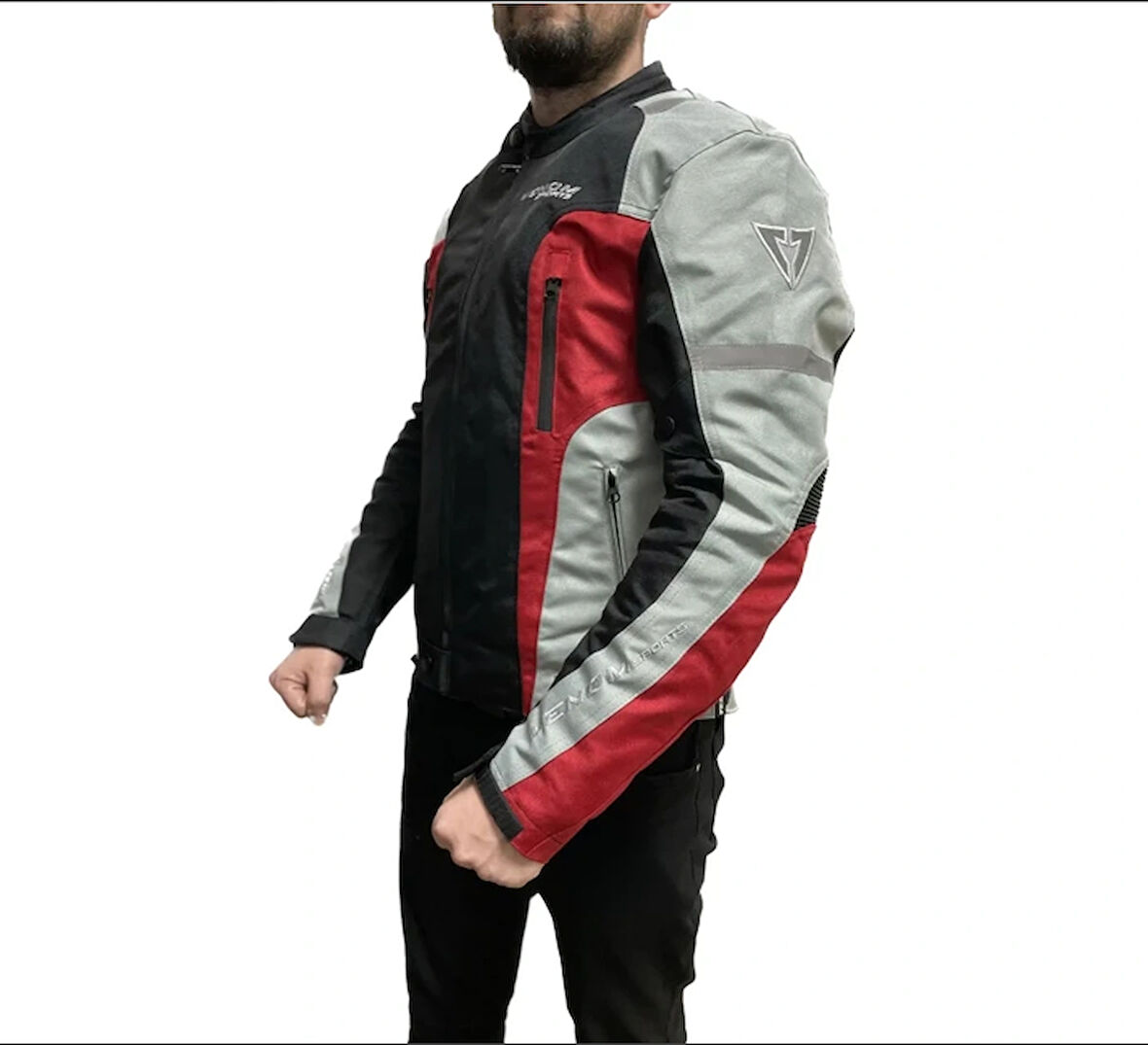 VENOM CEKET AIR RACING AÇIK GRİ KIRMIZI 