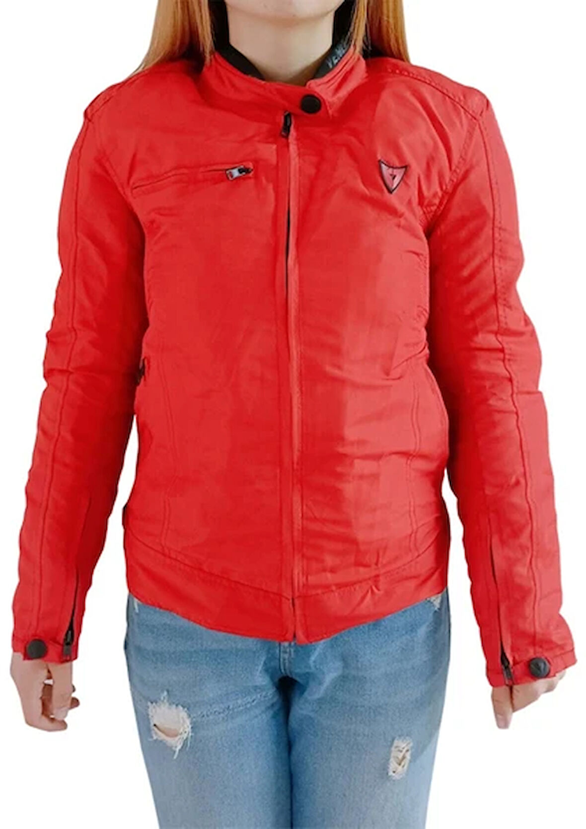 VENOM MOTOSİKLET CEKETİ ALICE LADY KIRMIZI (DAR KALIP)