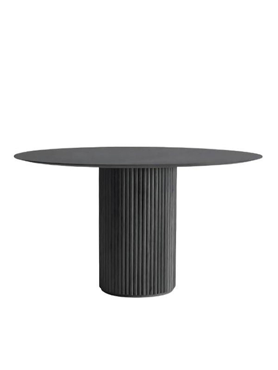 Vintage Yuvarlak Siyah Ahşap Bohem Masa 130x130