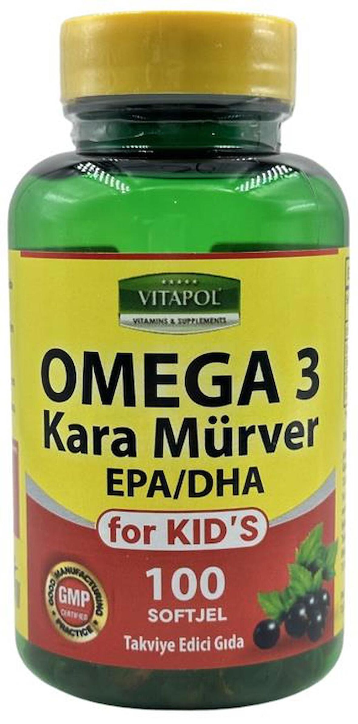 Vitapol Omega 3 Çocuk Balık Yağı Kara Mürver 100 Softgel For Kid's Çocuklar İçin