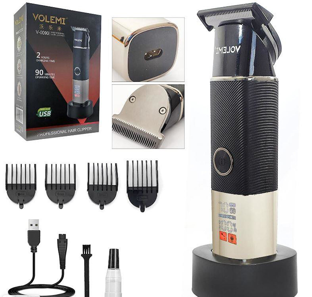 VOLEMI V-0090 Saç Sakal Tıraş Makinesi Şarjlı Lcd Ekran Professional