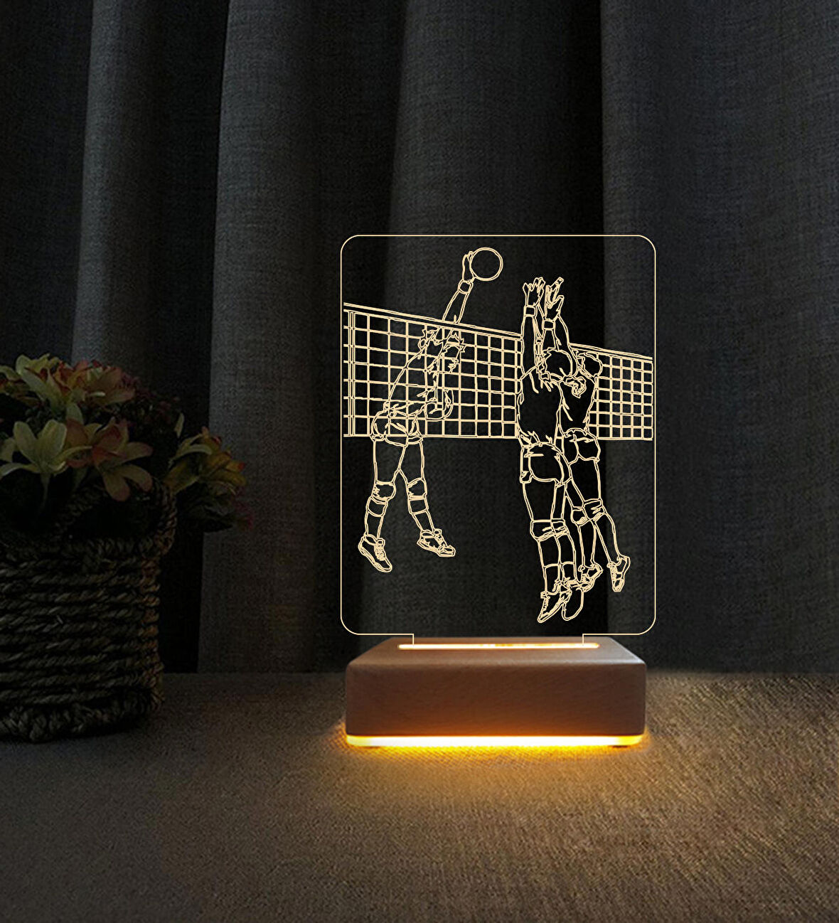 Voleybolcu Tasarımlı Lamba  3d Led Masa Lambası Doğum Günü  Hediyesi Lamba