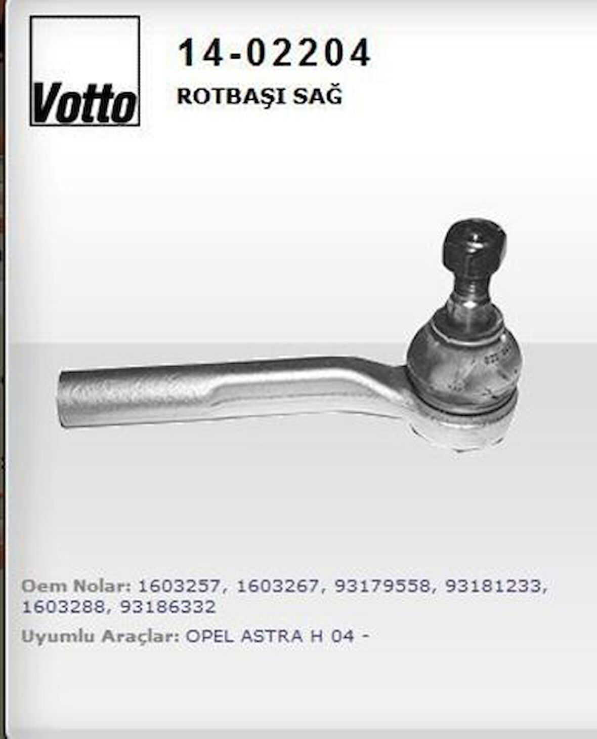 Votto 14-02204 Rot Başı Sağ Astra H-Zafira 04- 1603257