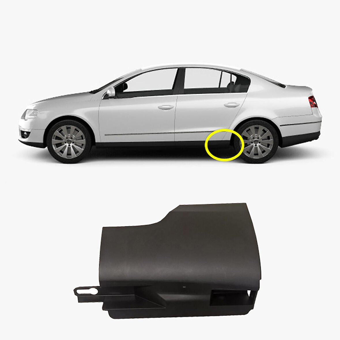 Volkswagen Passat B6 2006 - 2010 Arka Marşbiyel Uç Kapağı Sol Şoför Tarafı - 3C0853897A