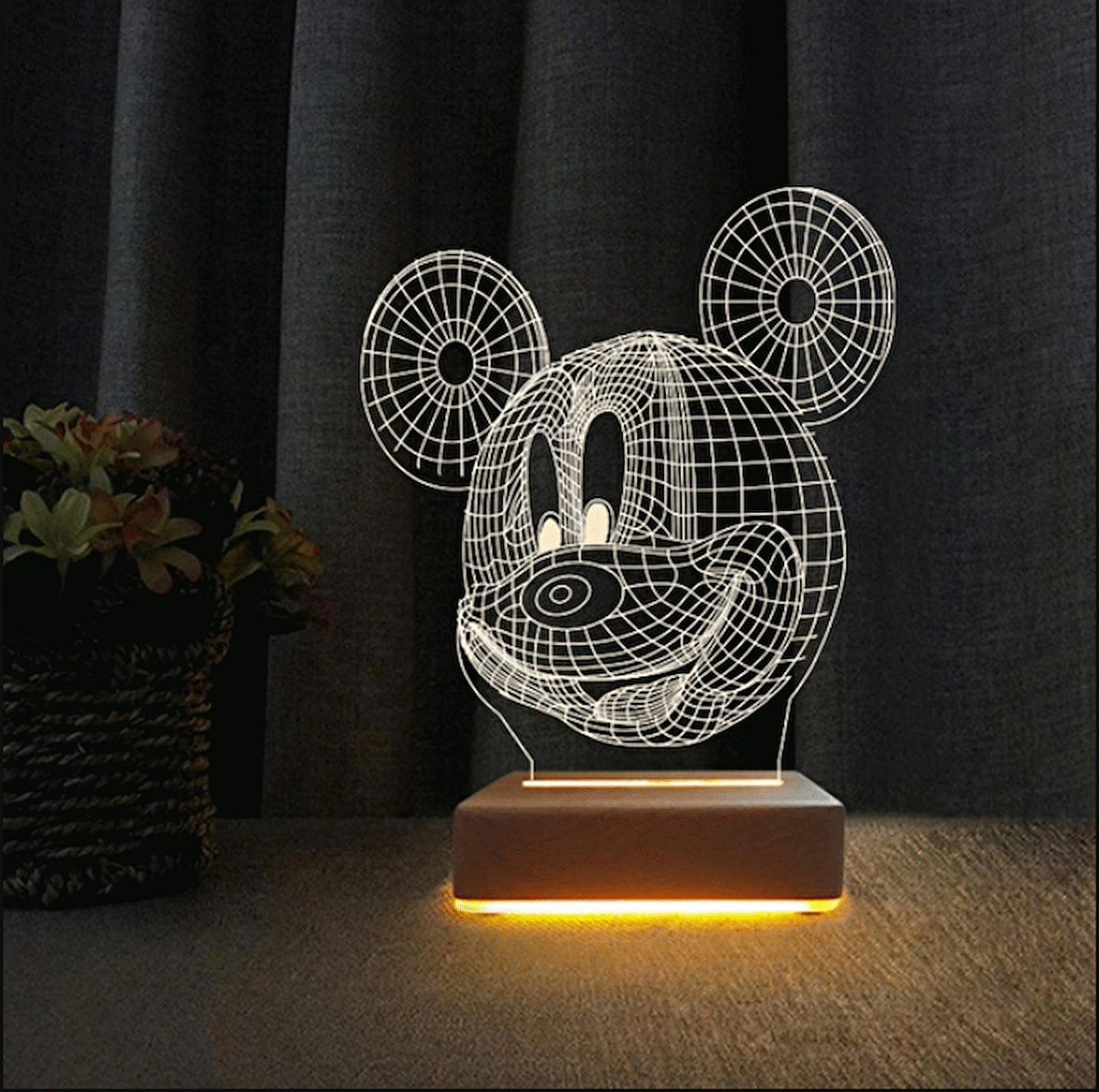 3d Ilizyon Led Lamba Dekoratif Gece Lambası Çocuk Odası Mickey Fare Gece Lambası