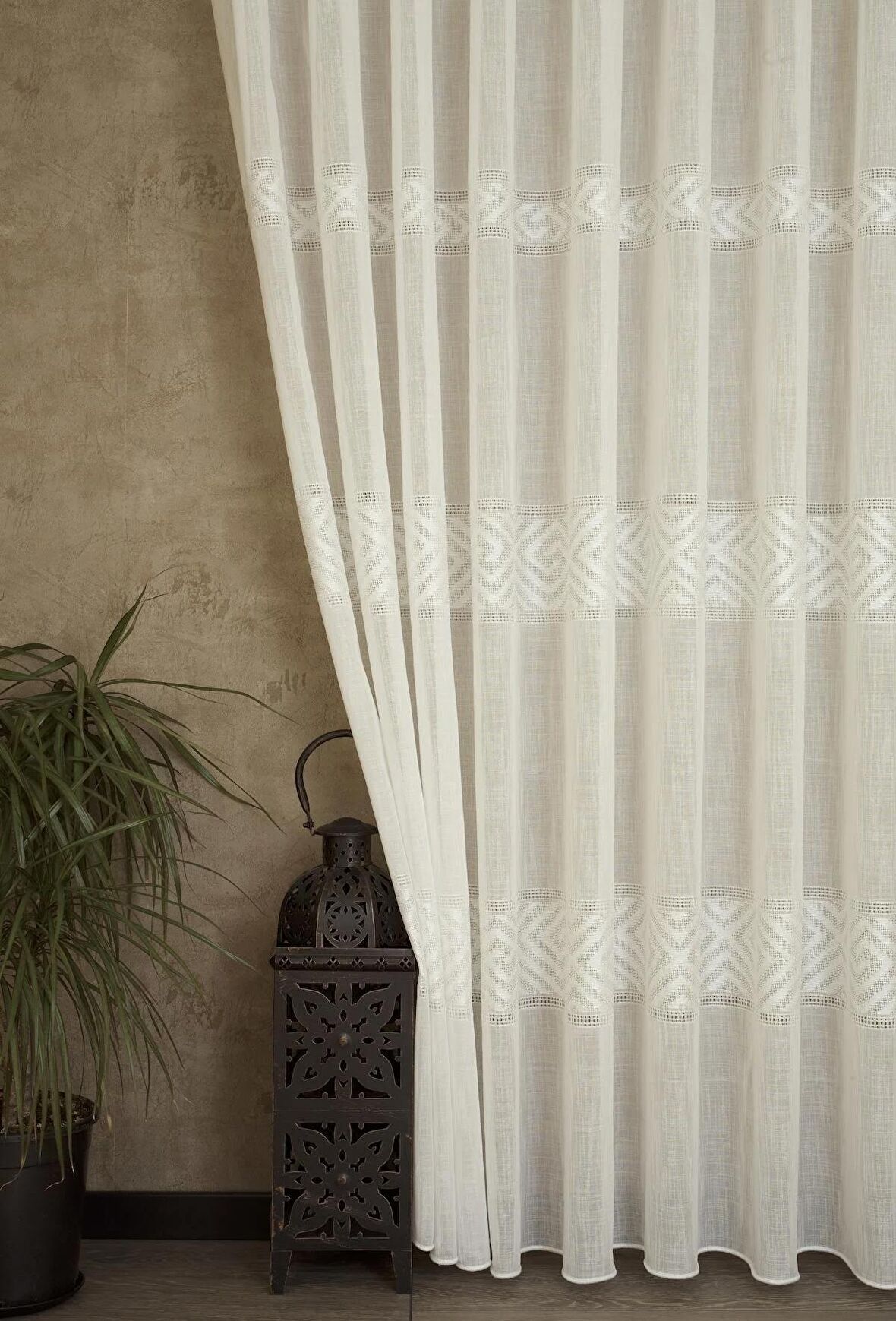 Massarelli VRC Desen Keten Tül Ekru  1-2 Seyrek Pile 