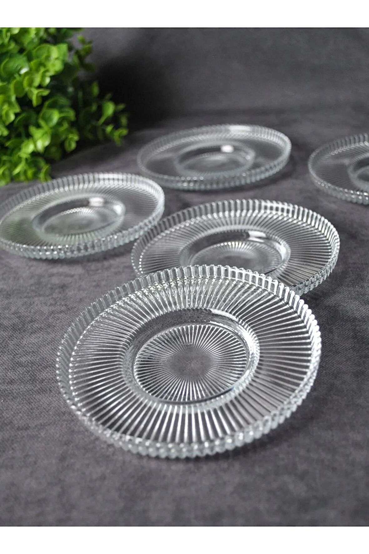 6'lı Cam Vargas Çay Tabağı Çizgili 12 Cm Çay Tabak