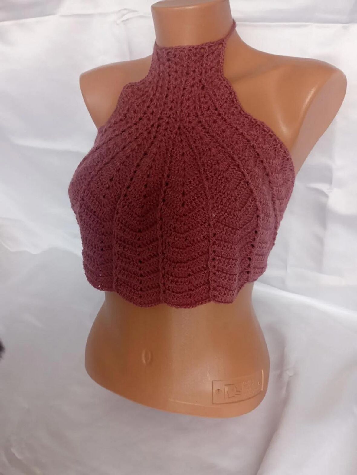 MAM Vişne Rengi Handmade Büstiyer Crop Top