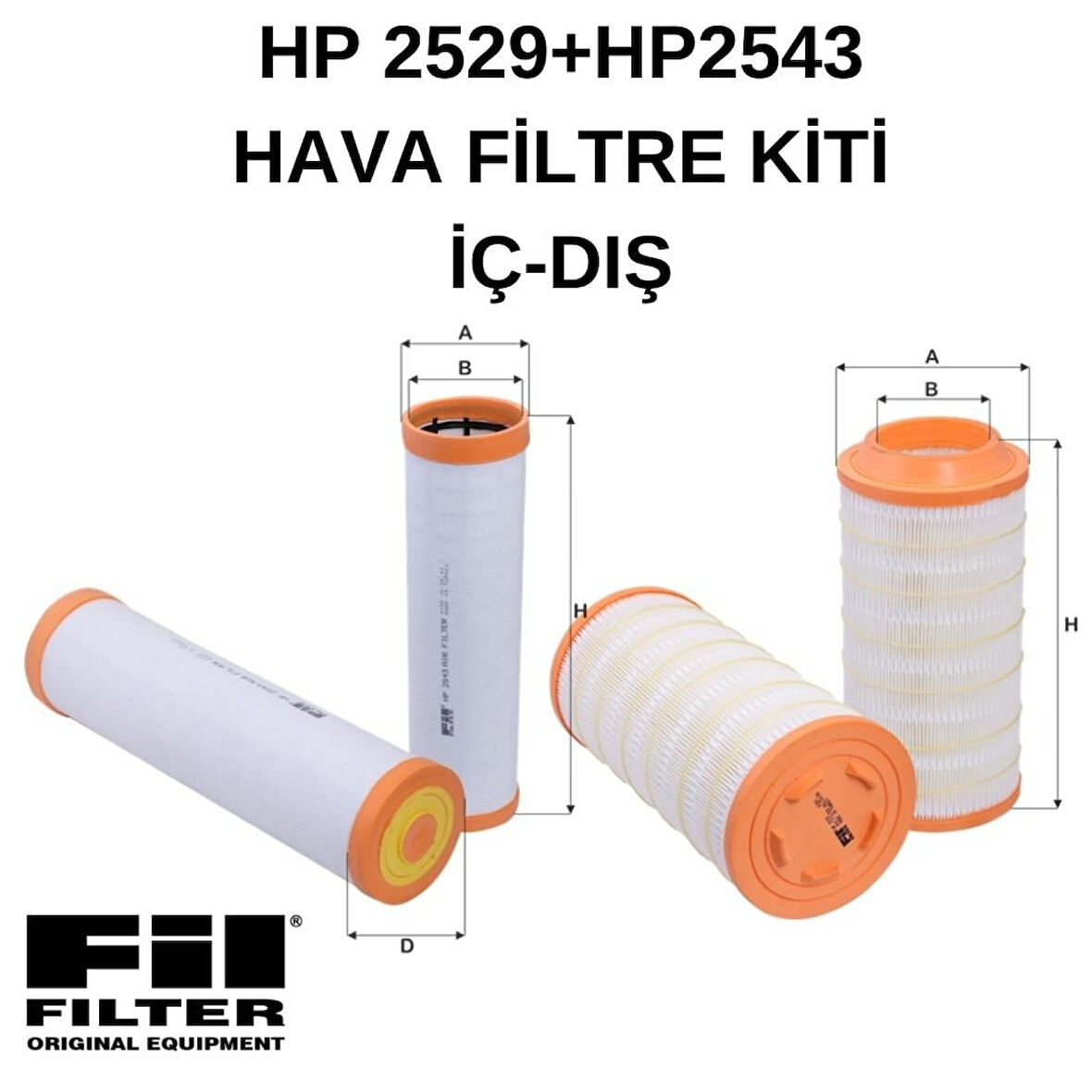  Fil Filtre Hp 2529+Hp 2543 Hava Filtresi İç-Dış Takım Kiti 