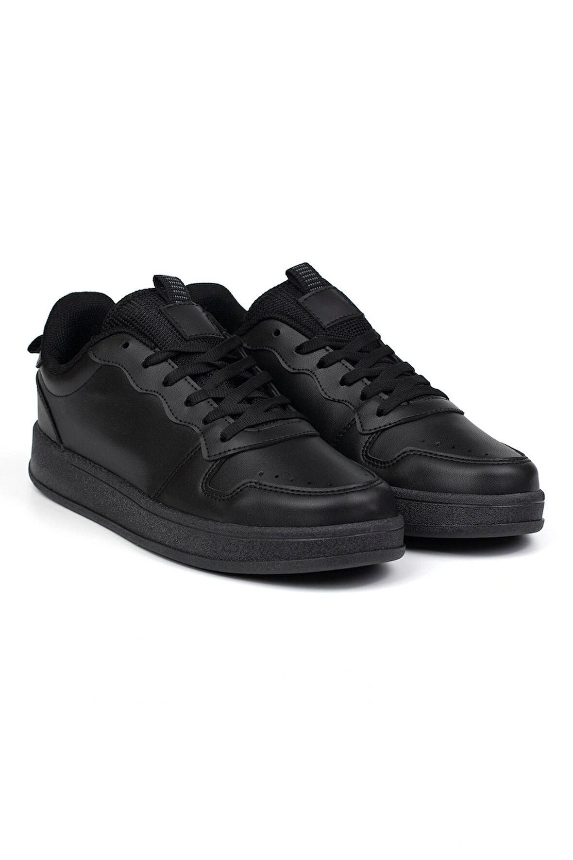 Unisex Siyah Bağcıklı Rahat Günlük Sneaker Spor Ayakkabı
