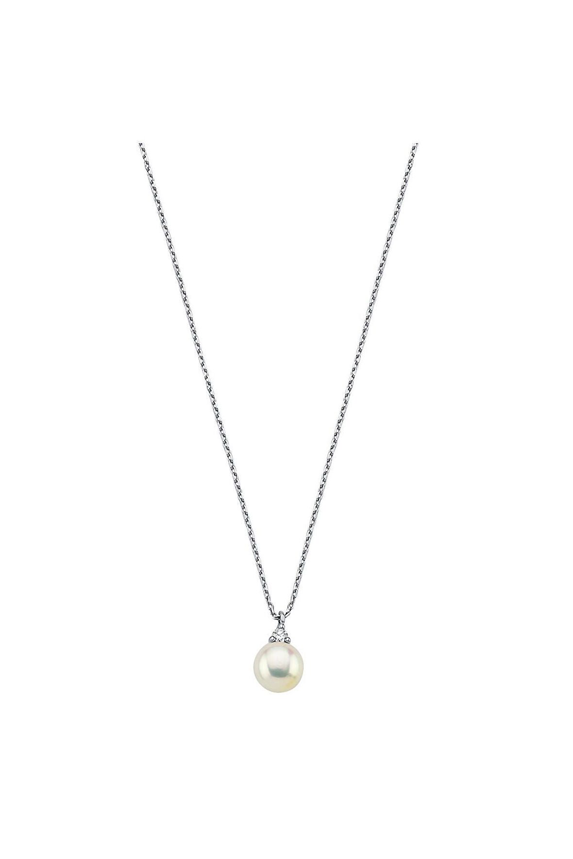 14 Ayar Altın 5 mm Doğal İnci 0,04 Ct Pırlantalı Kolye