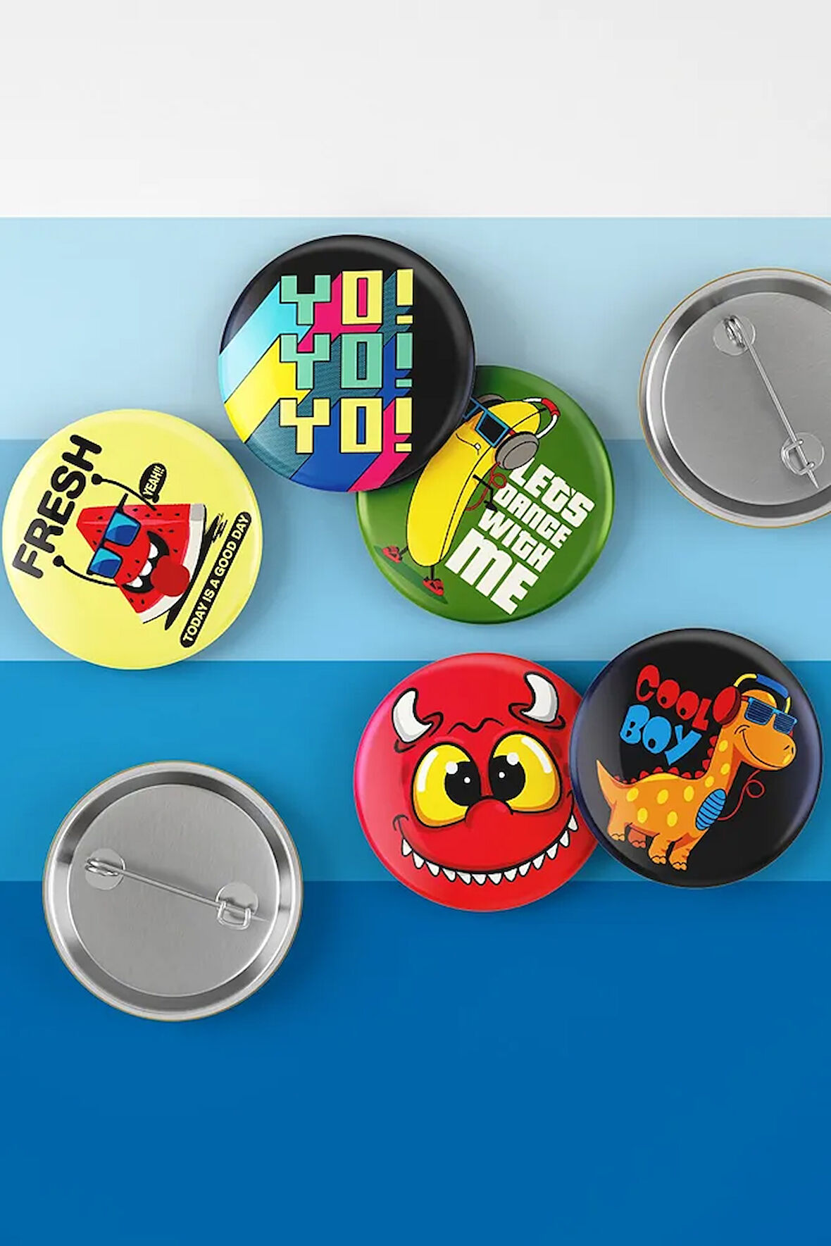 Cool - Vector - Eğlenceli - Iğneli Rozet - Broş - Yaka - Çanta Rozeti 5 Adet