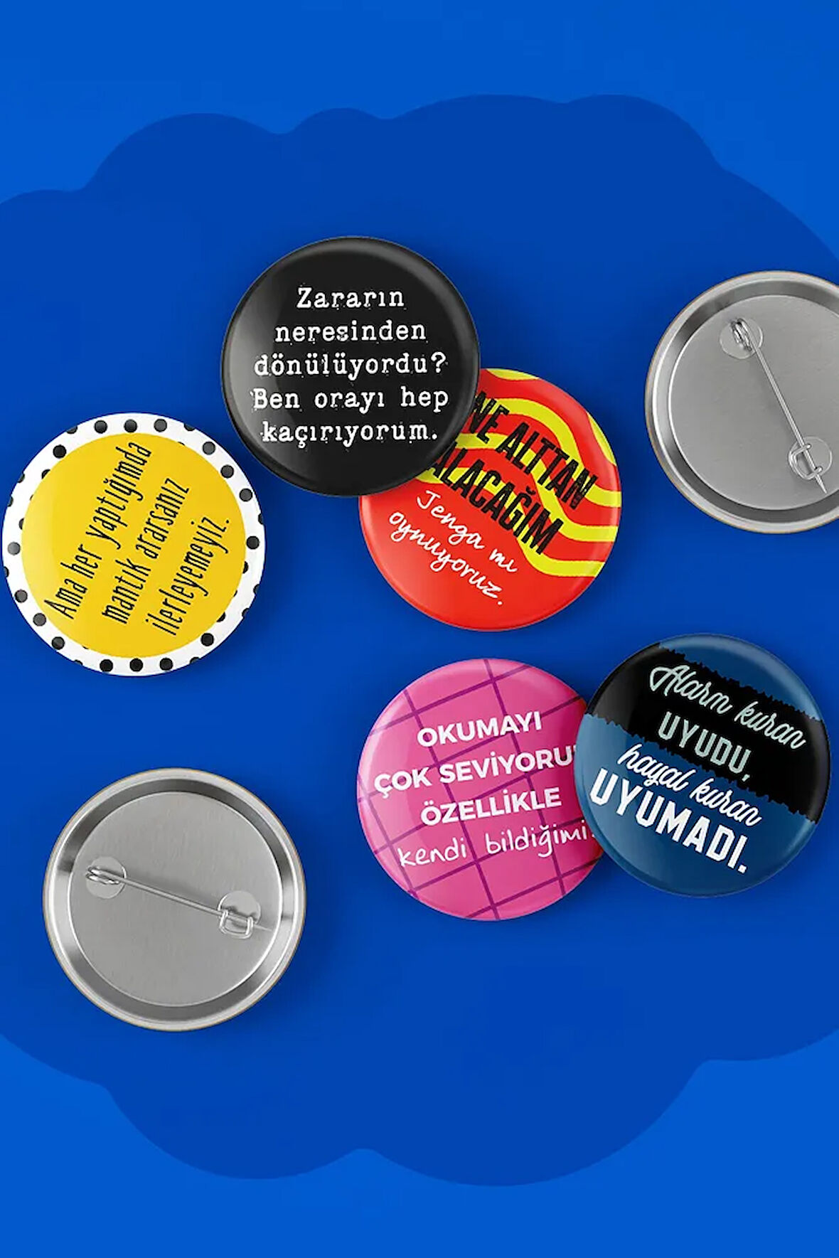 Atarlı Giderli Sözler - Eğlenceli Seri 3 - İğneli Buton Rozet Seti - Broş - Yaka - Çanta Rzt. 5 Adet