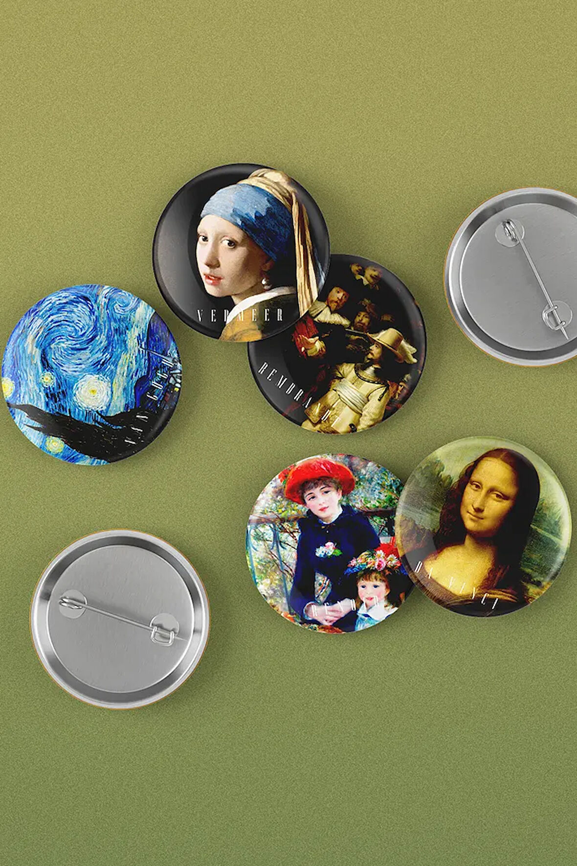 Classic Art - Barok Konsept - İğneli Buton Rozet Seti - Broş - Yaka - Çanta Rzt. 5 Adet