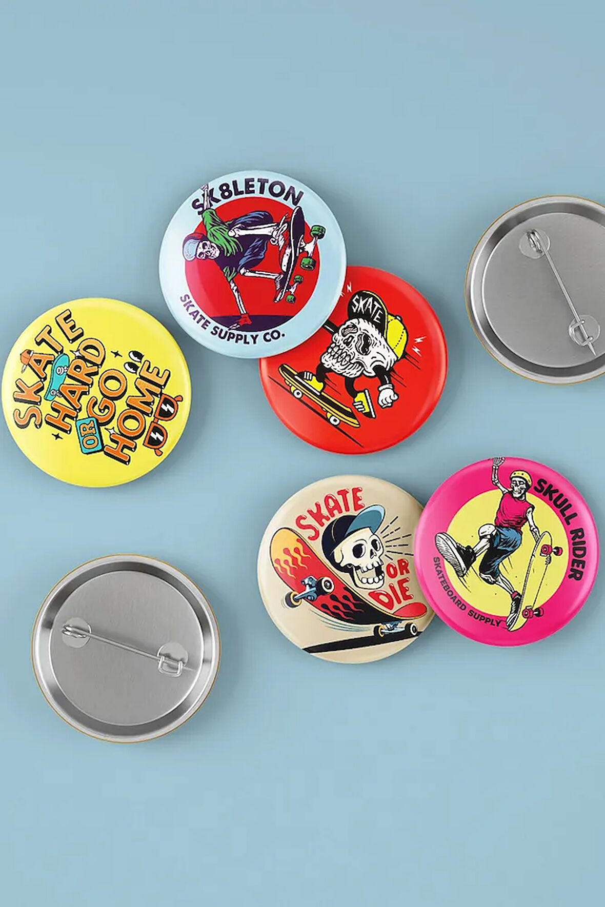 Skate - Skater - Eğlenceli Kaykay Rozet Ve Skate Badge 5 Adet - Iğneli