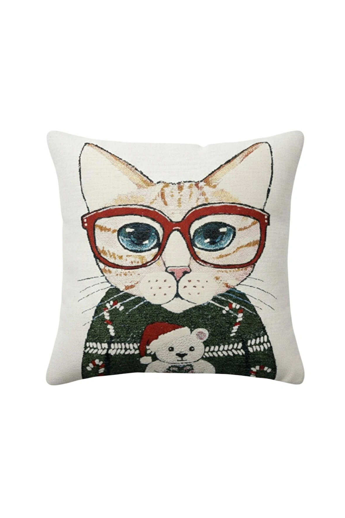 Jakarlı Dokuma Goblen Kırlent Kılıfı – 45x45 cm Biyeli ve Çift Taraflı Dekoratif Yastık