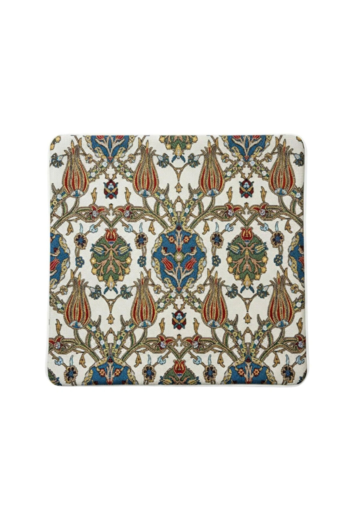  Jakarlı Dokuma Goblen Kırlent Kılıfı – 45x45 cm Biyeli ve Çift Taraflı Dekoratif Yastık