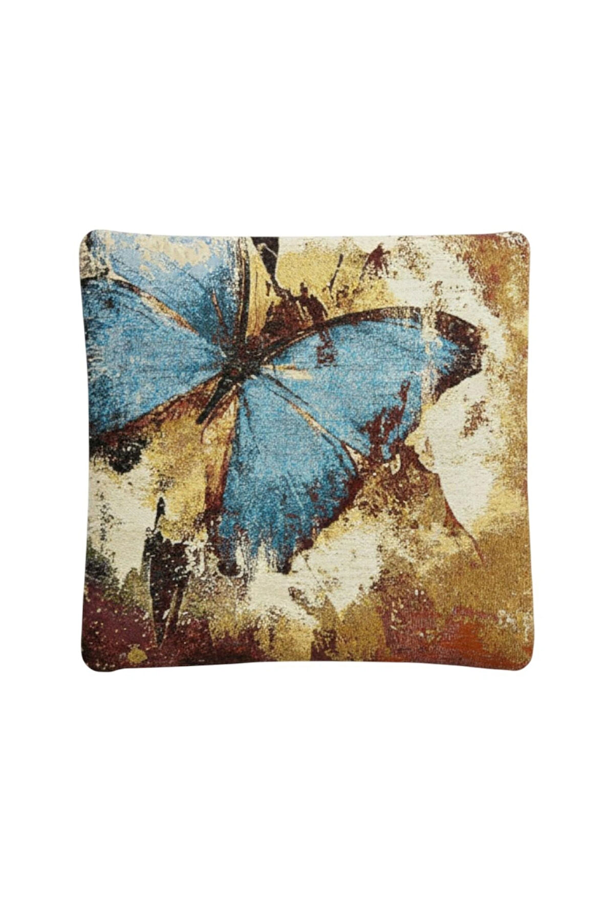  Jakarlı Dokuma Goblen Kırlent Kılıfı – 45x45 cm Biyeli ve Çift Taraflı Dekoratif Yastık