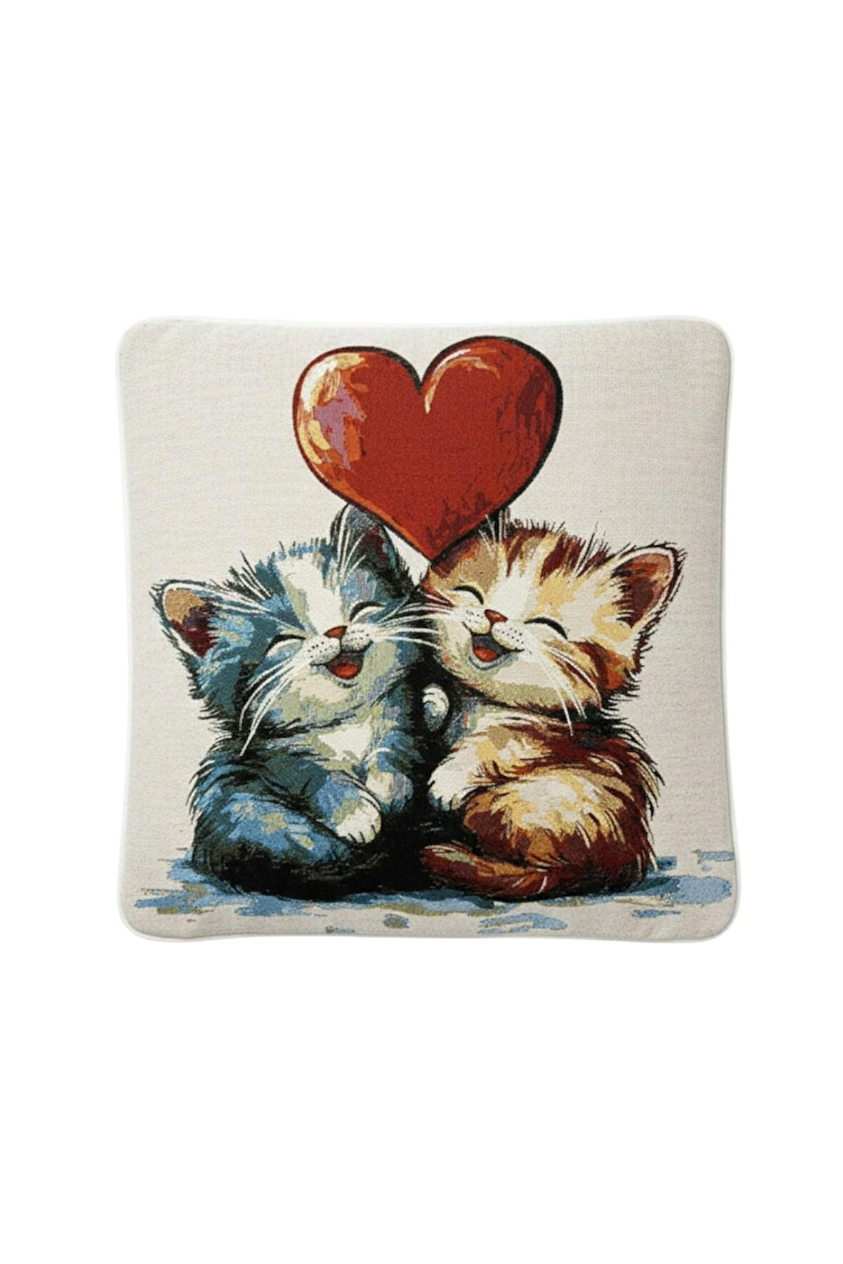 Jakarlı Dokuma Goblen Kırlent Kılıfı – 45x45 cm Biyeli ve Çift Taraflı Dekoratif Yastık